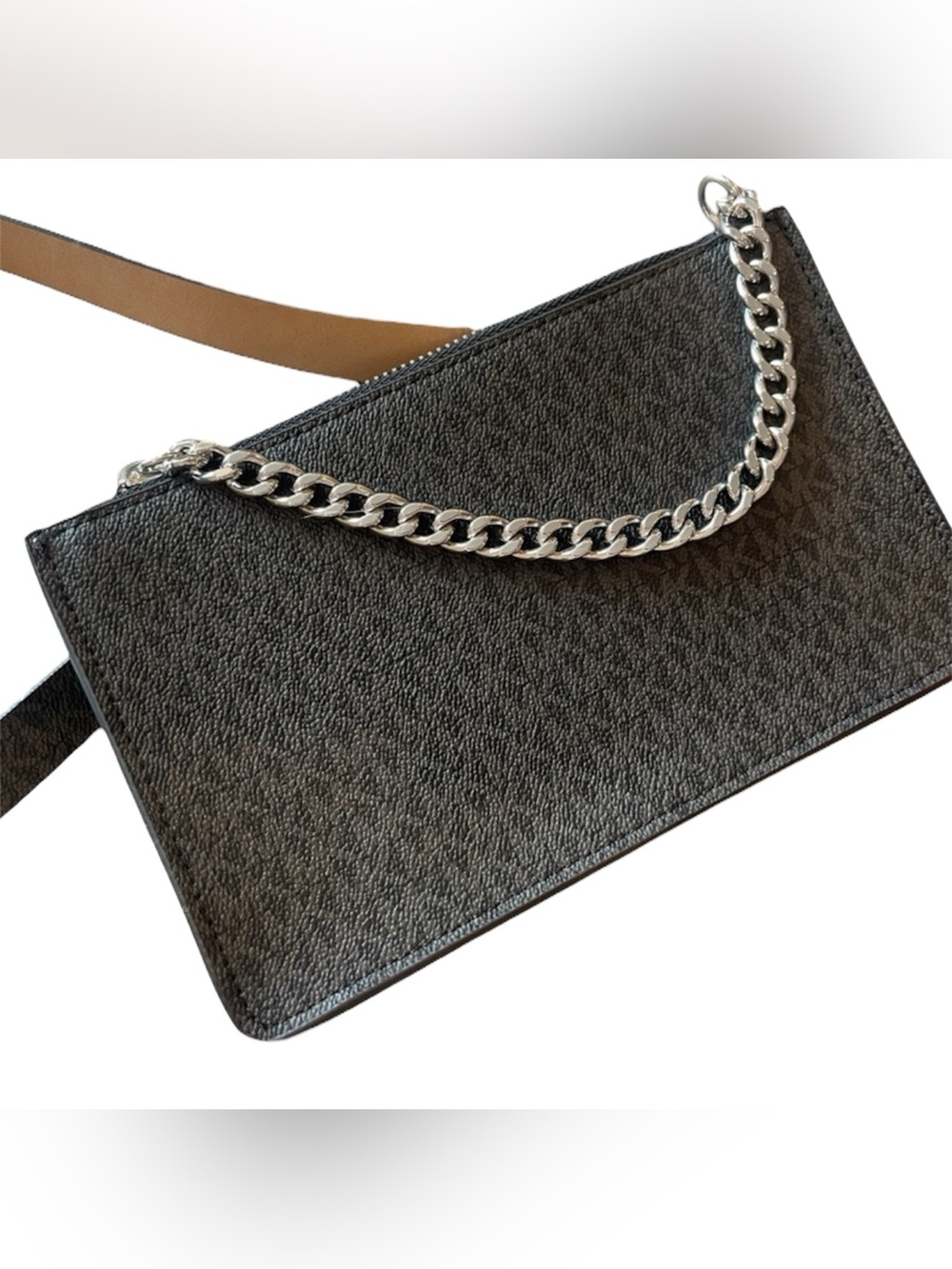Michael Kors Black Belt Bag with Chain Detail